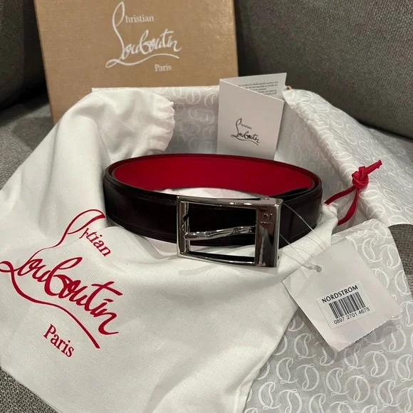 New Christian Louboutin Dark Brown Leather Belt - Picture 2 of 14